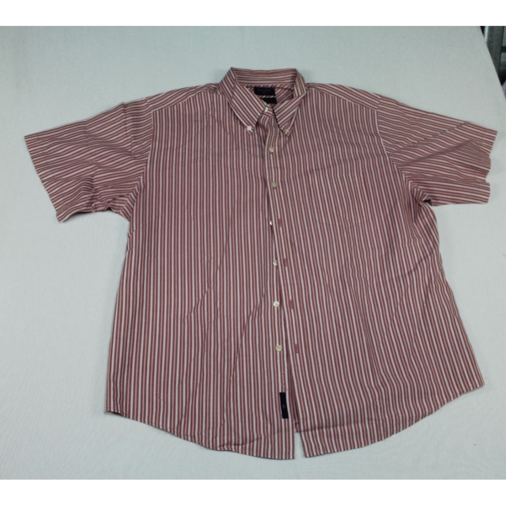 Dockers Men Red Casual Button Down Striped No Wrinkles Stain Defender XXL